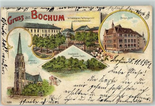 Bochum 1901 Bergschule Cristus-Kirche Stadtpark Amtsgericht