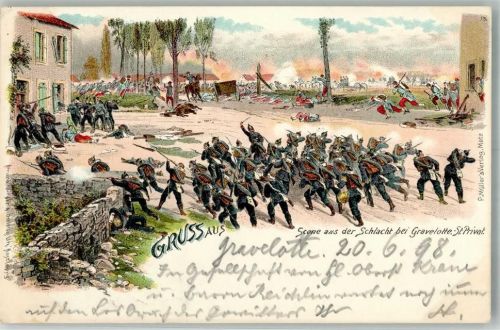 1898 Schlacht bei Gravelotte Deutsch-Franz. Krieg Verlag Bruno Bürger u. Ottillie Nr. 13 + Adelskorrespondenz