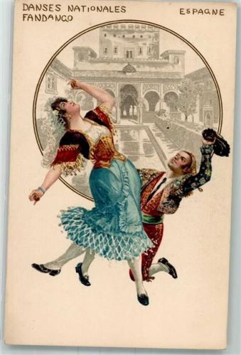 1900 Danses Nationales Fandanco Espagne Trachten