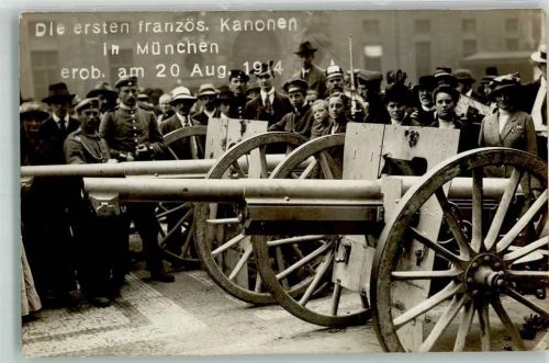 W8000 München Erbeutete französische Geschütze Fotograf Kanz Artillerie WK I 1914 Foto AK