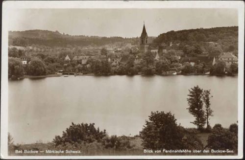 14913 O1276 Bad Buckow um 1928 - Bad Buckow, Blick über den See auf den Ort,Rudolf Lambeck AKU1