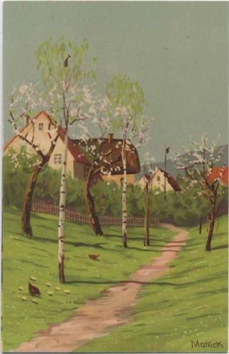 um 1920 Frühlingslandschaft, Serie 1506,Meißner & Buch,sign. Mailick