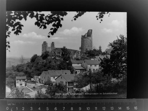 93336 W8426 Altmannstein GLASNEGATIV Ruine Burg Stein