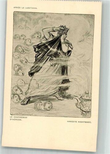 sign. Cartoonist Louis Raemaekers Harods Nightmare WK I