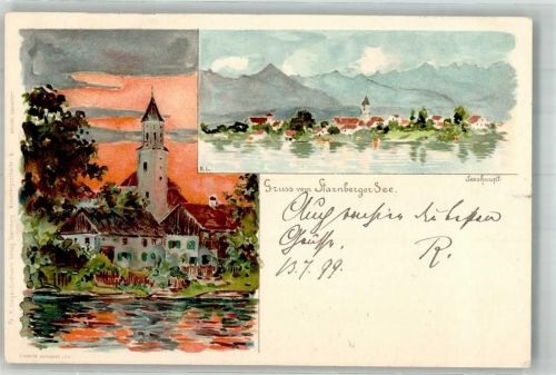 Seeshaupt 1899 Kirche Adelskorrespondenz leichter Mittelburg