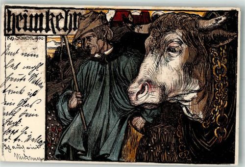 1900 Bauer Bulle Heimkehr + Adelskorrespondenz