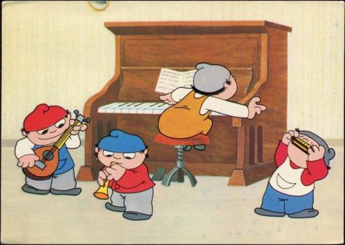 1971 Mainzelmännchen als Musiker, Klavier, Gitarre,Horn