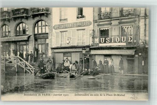 Paris Hochwasser 1910 Place St. Michel Gasthaus