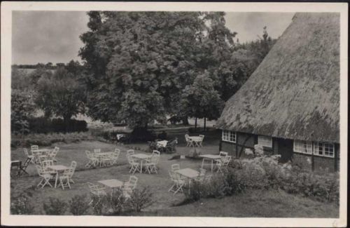 1953 Scharbeut, Waldschänke Klingberg am See, Reetdach-Haus,Julius Simonsen