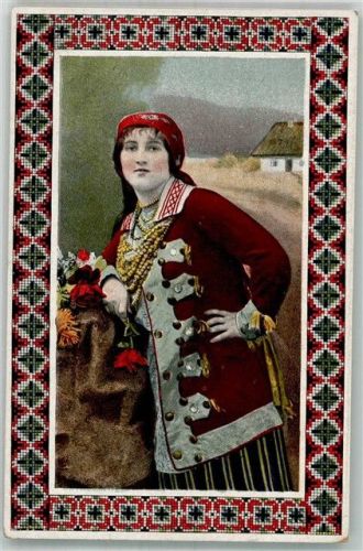 1918 Frau in Tracht Stoffmuster Stickmuster
