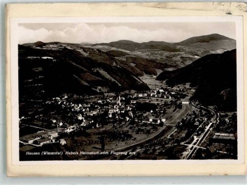 Hausen 1935 Fliegeraufnahme des Ortes mit der St. Josephs Kirche Original aufmontierte Verlagsmusterkarte
