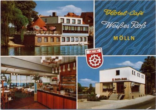 um 1980/90 Mölln, Hotel Weißes Ross, Ansichten, Wappen,Schöning & Co AKU1