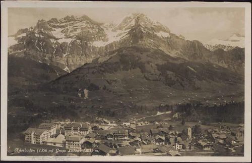1927 Adelboden, Blick über den Ort zum Groß Lohner,Edition Photoglob Co. AKU1