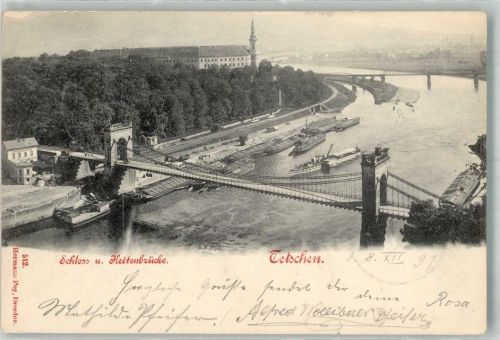 Decin 1897 Schloss Kettenbrücke