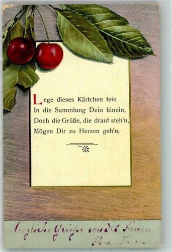 1905 Kirsche Poesie Spruch Serie 1582