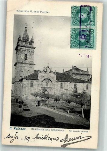 Santander 1907 Reinosa Iglesia de San Sebastian Marke bildseitig