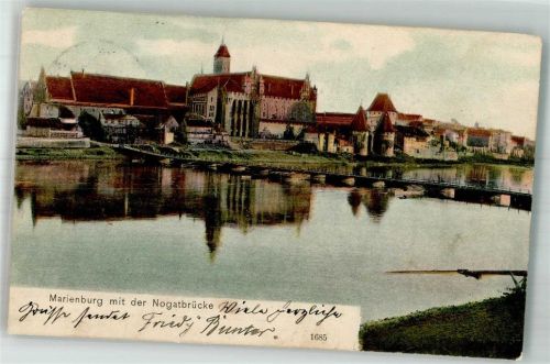 Marienburg 1908 Schloss Nogatbrücke