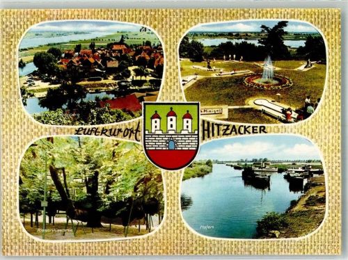 Hitzacker Panorama des Ortes Minigolf Hafen Riesenkastanie Stadtwappen