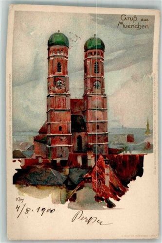 München 1900 Frauenkirche Künstlerkarte