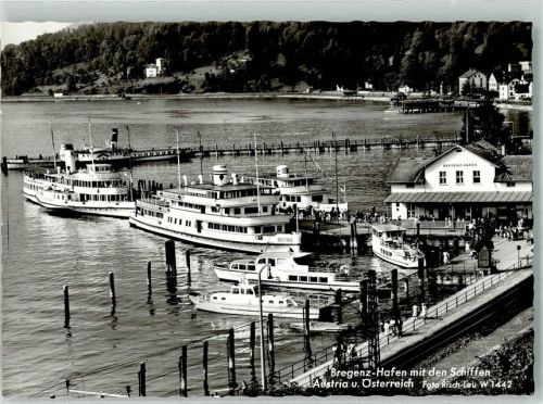 Bregenz Hafen Schiff Austria und Österreich Binnenschiff 1966 Foto AK
