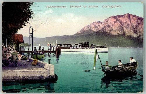 Unterach 1916 Landungsplatz Gasthaus