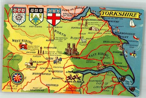 York Landkarte Yorkshire Wappen