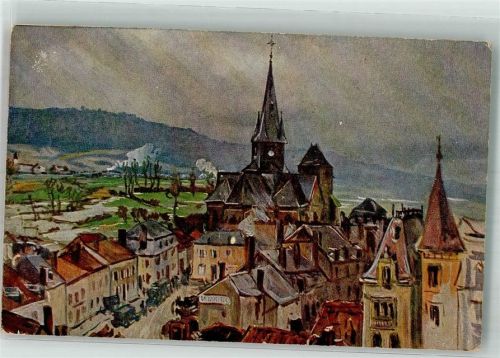 08250 Grandpre 1917 Lithographie / Künstlerkarte Feldpost WK I