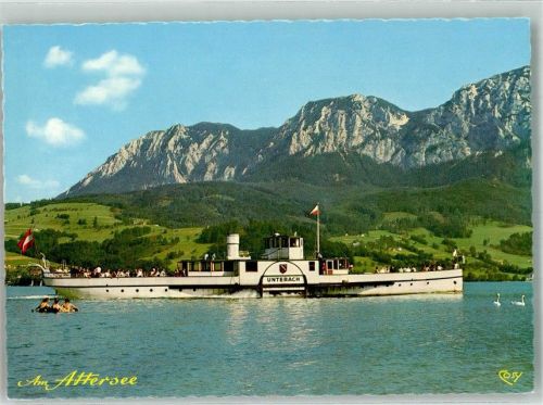 Attersee Dampfschiff Unterach Attersee Binnenschiff Foto AK