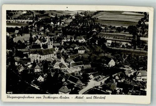 Frickingen Fliegeraufnahme des Ortes mit Kirche St. Martin Notopfermarke
