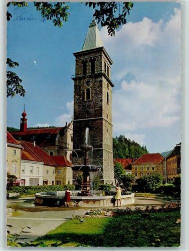 Judenburg Judenburg Hauptplatz mit Stadtturm und Springbrunnen