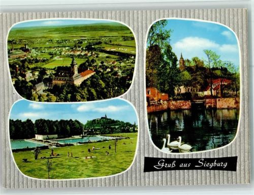 Siegburg Ortsansichten Luftaufnahme Freibad Schwäne 3-Bildaufnahme
