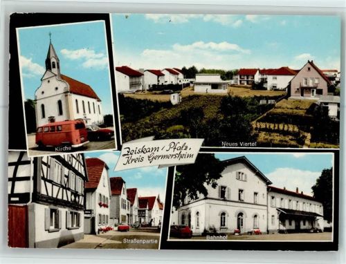 Zeiskam Kirche VW-Bus Neues Viertel Straßenpartie BAhnhof 4-Bildaufnahme AKU2