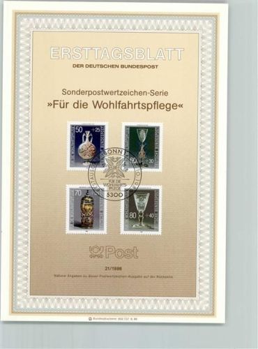 Ersttagsblatt Wohlfahrtspflege 1986 Format TK 87