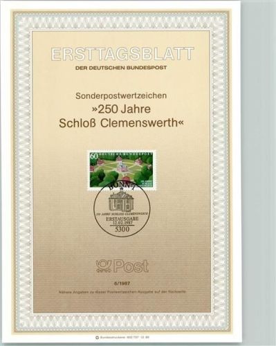 Clemenswerth Ersttagsblatt Schloß Clemenswerth 1987 Format TK 87