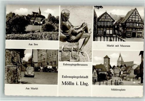 Mölln Eulenspiegelbrunnen, Eule auf Rückseite, 1962; gute Erhaltung