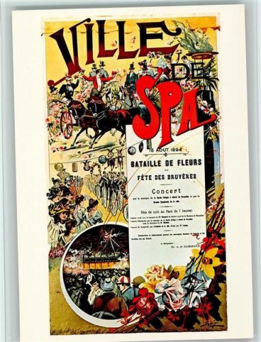 Spa Blumenfest und Konzert 15. August 1894 Karte von einem Plakat