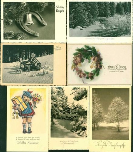 Neujahr Lot mit 14 AK, 1915-1940 wenige danach; überwiegend gute Erhaltung, größtenteils gelaufen