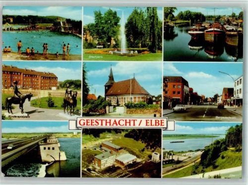Geesthacht Schwimmbad Stadtpark Hafen Kinderspielplatz Kirche Bergedorferstraße Elbbrücke Fliegeraufnahme Reaktor Elbe