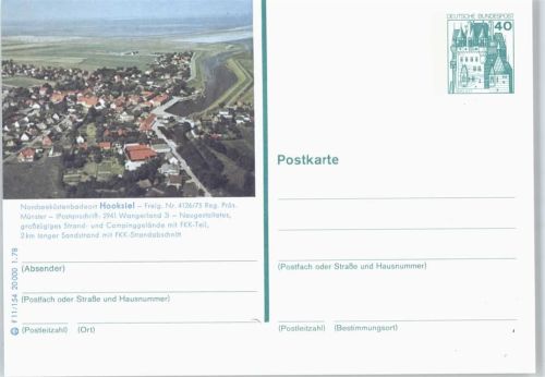 Hooksiel Ganzsache 11/154-1.78 , Fliegeraufnahme