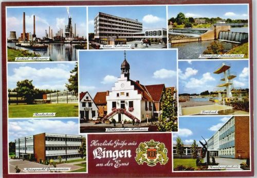 Lingen Rathaus Schiff Fluss Schwimmbad Schule Rathaus
