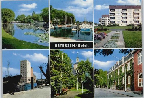 Uetersen Fluss Brücke Hafen Boot Laterne Blumen