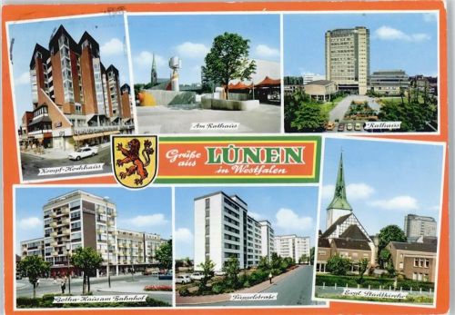 Lünen Rathaus Auto Kirche Bahnhof Fußgänger