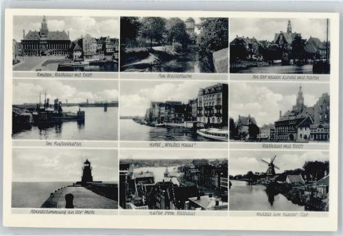 Emden Rathaus, wasserturm, Hotel Weißes Haus, Außenhafen, Mühle, Hafen