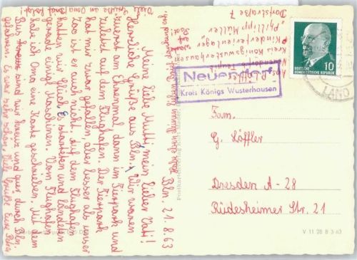 Neuendorf Landpoststempel, Berlin Unter den Linden Ecke Friedrichstraße, Haus der Schweiz