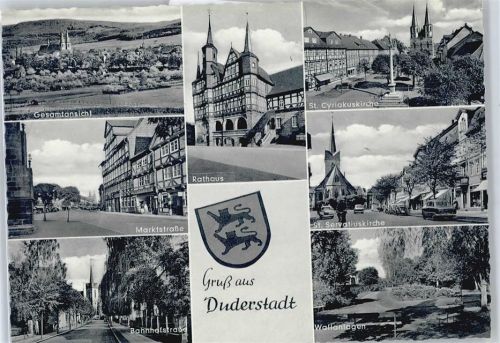 Duderstadt Rathaus, Marktstraße, Bahnhofstraße, St Cyriakuskirche, St Servatiuskirche