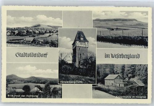 Stadtoldendorf Kellberg, Holzberg, Knopfmühle im Hooptal, Försterberg-Turm, Blick zur Homburg