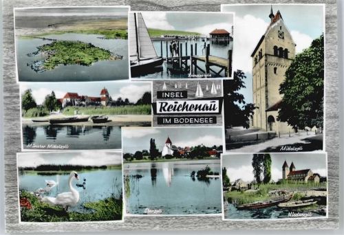 Reichenau Münster Mittelzell, Niederzell, Oberzell, Schwan, Landestelle, Fliegeraufnahme