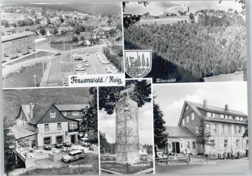Frauenwald Teiansicht, Fraubachmühle, Monument, FDGB-Ferienheim Raymonde Dien