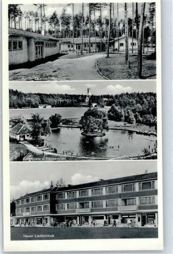 Espelkamp Kindergarten, Sportplatz, Badeanstalt, Neuer Ladenblock, Geschäft