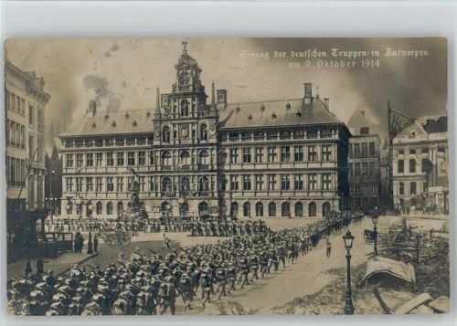 Einzug der Dt. Truppen 1914 Foto AK WKI